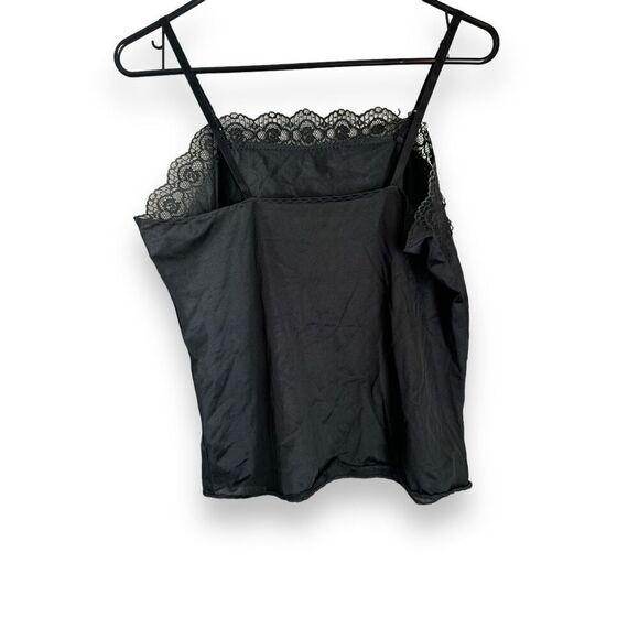Y2K Vintage Sliperfection Womens Black‎ Lace Trim Cami Tank Top sz M 90s Dainty - Picture 4 of 5